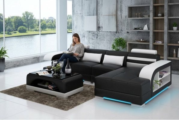 Sofá de cuero Sofá Sofá de esquina de diseño de sofá de esquina de salón G8033C