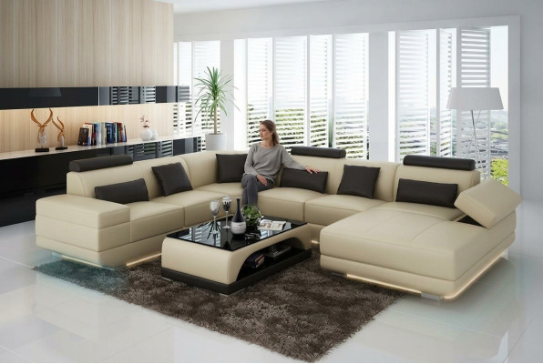 Sofá de cuero Sofá Sofa de salón Sofá de esquina Conjunto de esquinas Diseño Sofá moderno