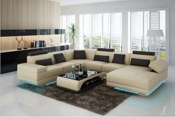 Sofá de cuero Sofá Sofa de salón Sofá de esquina Conjunto de esquinas Diseño Sofá moderno