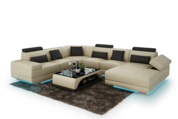 Sofá de cuero Sofá Sofa de salón Sofá de esquina Conjunto de esquinas Diseño Sofá moderno