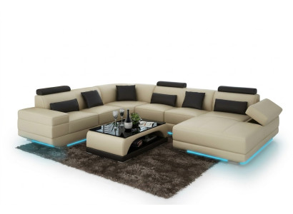 Sofá de cuero Sofá Sofa de salón Sofá de esquina Conjunto de esquinas Diseño Sofá moderno