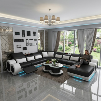 Sofá de cuero Sofá Sofá de esquina Sofá del salón Diseño de sofá moderno