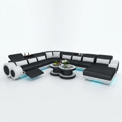 Sofá de cuero Sofá Sofá de esquina Sofá del salón Diseño de sofá moderno