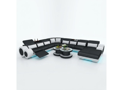 Sofá de cuero Sofá Sofá de esquina Sofá del salón Diseño de sofá moderno