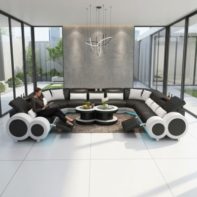 Sofá de cuero sofá conjunto de sofás de esquina moderno diseño de mobiliario de salón esquinero esquinero G8035B.