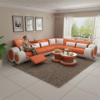 Sofá de cuero Sofá Paisaje de salón Sofá Moderno Esquina Sofá de esquina Diseño de juego de muebles