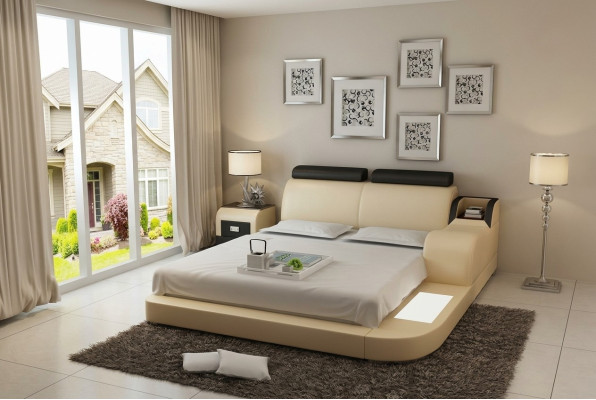 Diseño de cama de lujo Luxus Betten cuero Dormitorio moderno 140/160/180 LB8813