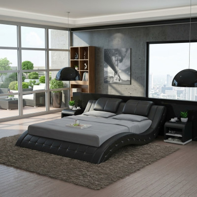 Lujo cama de cuero Diseño camas tapizadas matrimonial doble 140/160/180 LB8824B