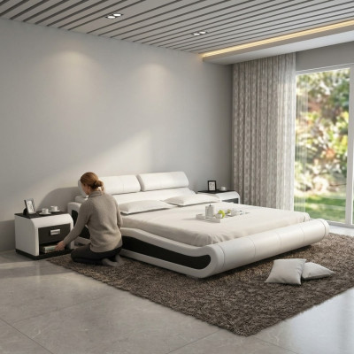 Lujo de cuero cama diseño camas acolchadas dobles modernas matrimonio 140/160/180 cm.