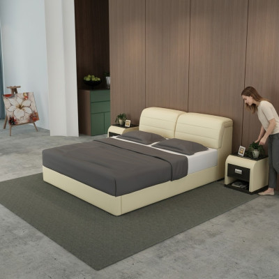 Diseño de cama de cuero para camas tapizadas de lujo modernas de matrimonio doble 140/160/180 LB8827.