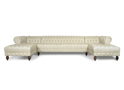 Sofá Chesterfield en forma de U, sofá de salón de cuero clásico, sofá esquinero - 366