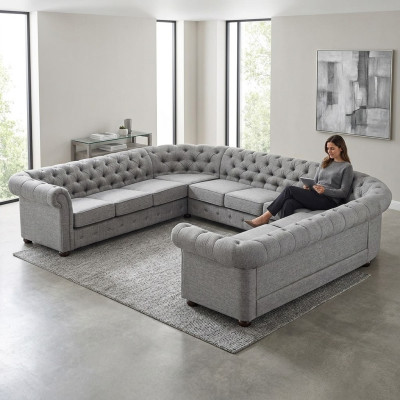 Sofá Chesterfield Sofá de esquina acolchado en forma de U