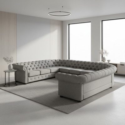 Sofá Chesterfield Sofá de esquina acolchado en forma de U