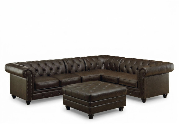 Sofá esquinero Chesterfield Sofá Sofá de cuero Sofá de esquina Conjunto de sofás de diseño #336