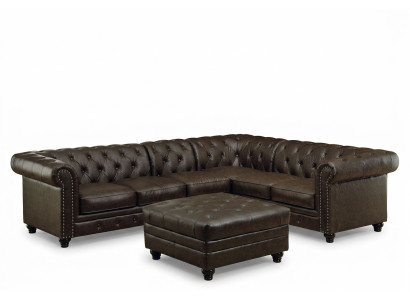 Sofá esquinero Chesterfield Sofá Sofá de cuero Sofá de esquina Conjunto de sofás de diseño #336