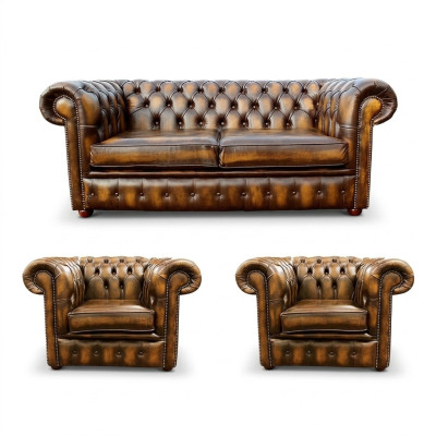 Sofá de Cuero Chesterfield 2+1+1 Textil Sofá de Tela Conjunto de Sofás