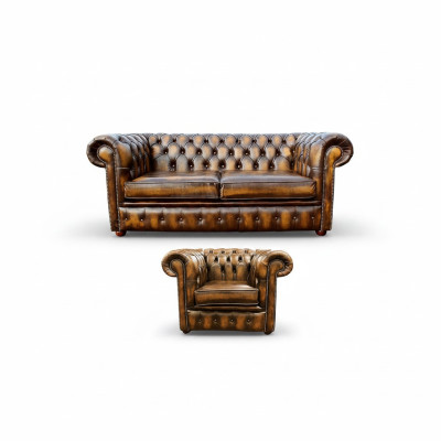 Sofá Chesterfield Dekor Sofá Tapizado Cuero Textil Juego de Sofás 2+1 Cojín