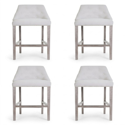 4x taburete de bar, taburete de barra, juego de sillas de taburete de mostrador, sillas acolchadas en estilo de diseño Chesterfield.