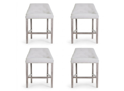4x taburete de bar, taburete de barra, juego de sillas de taburete de mostrador, sillas acolchadas en estilo de diseño Chesterfield.