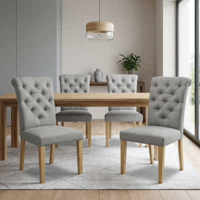 4 sillas silla tapizada diseño sala de estar asiento respaldo conjunto sillón Chesterfield