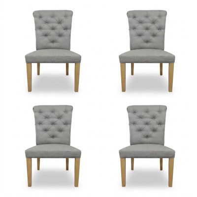4 sillas silla tapizada diseño sala de estar asiento respaldo conjunto sillón Chesterfield