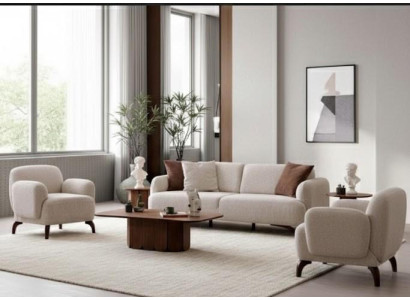 Wohnzimmermöbel-Set Moderner Stil Beige Holzgestell Bequem Entspannend