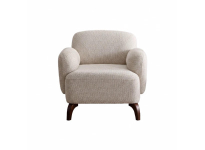 Wohnzimmer Sessel Moderner Stil Beige Holzgestell Weiches Kopfteil