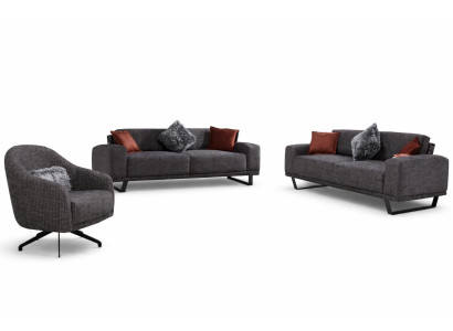 Wohnzimmer Set Moderner Stil Grau Minimalistisches Design Holzrahmen