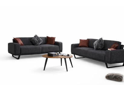 Wohnzimmer Set Moderner Stil Graue Farbe Holzrahmen Designermöbel