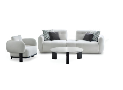 Wohnzimmer-Set Sessel Couchtisch Sofa Weiß Farbe Moderner Stil Neu