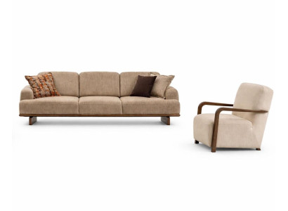 Wohnzimmer Set Moderner Stil Beige Farbe Elegantes Design Holzrahmen
