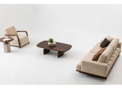 Wohnzimmer-Set Moderner Stil Beige Farbe Weiche Polsterung Holzrahmen