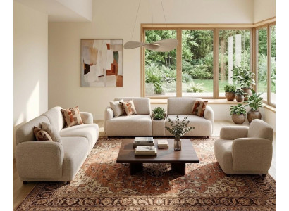 Wohnzimmer Möbel Moderner Stil Beige Holzgestell Kissen Komfortabel