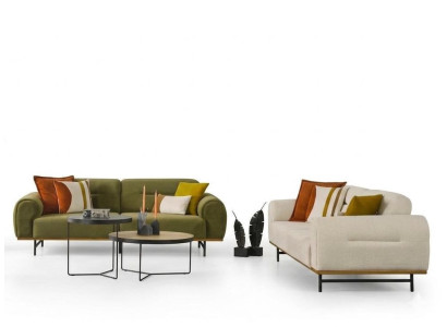 Wohnzimmer Set Moderner Stil Grüne Farbe Elegantes Design Weiches Sofa