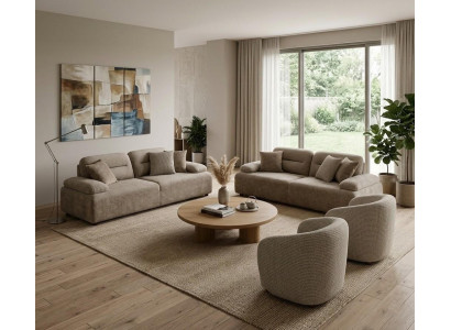 Wohnzimmer Möbel Moderner Stil Beige Holzgestell Komfortabel Entspannend