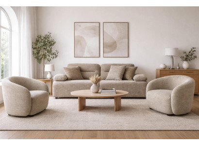 Wohnzimmer Möbel Moderner Stil Beige Holzgestell Kissen Komfortabel