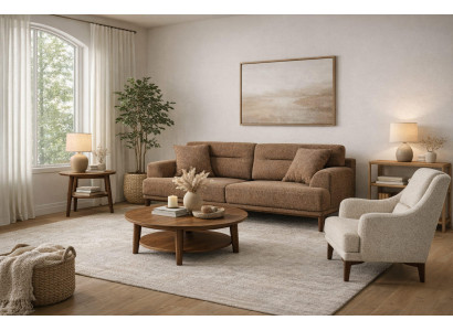 Wohnzimmer Möbel Moderner Stil Braun Holzgestell Entspannend Elegant