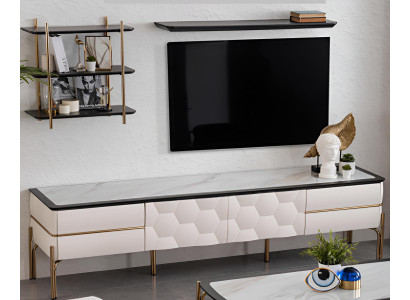 Wohnzimmer-Set 3-teilig: TV-Lowboard & 2 Wandregale, modernes Design