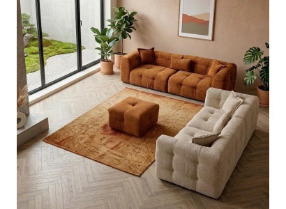 Wohnzimmer Möbel Set Moderner Stil Braun Holzgestell Kissen Weich