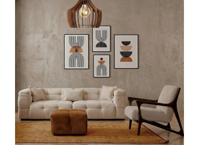 Wohnzimmer Möbel Set Moderner Stil Weiß Holzgestell Komfortabel Weich