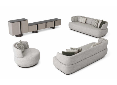 Wohnzimmer Set Modern TV-Lowboard Komplettes Sofa Set 3+3+1 Sitzer