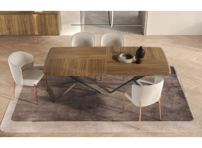 Weiß-Braune Esszimmer Garnitur Moderner Esstisch + 4x Stühle 5tlg Set