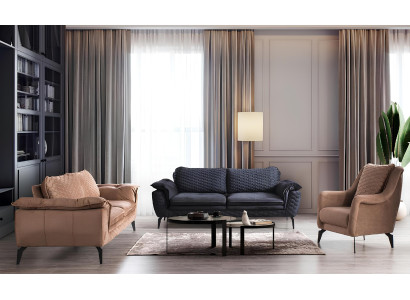 Sofa 3 Sitzer Grau Sofas Stil Luxus Wohnzimmer Couch  Design Polster Stoff