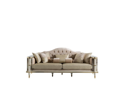 Sofa 3 Sitzer Beige Möbel Wohnzimmer Chesterfield Luxus Design Neu
