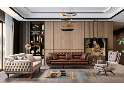 Sofagarnitur 3 3 1 Sitzer Möbel Set Design Sofas Kunstleder Chesterfield