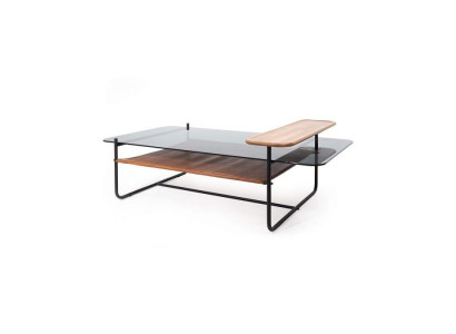Stilvoll Couchtisch mit Glasplatte Braun Farbe Modern möbel für Wohnzimmer