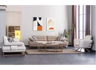 Stilvolle Wohnzimmer Sitzgarnitur Polster 2x Dreisitzer Sofas Sessel