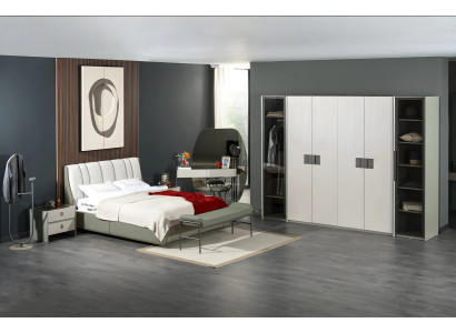 Schlafzimmer Komplette Set Doppelbett Schrank Weiß 5tlg Holz Moderne