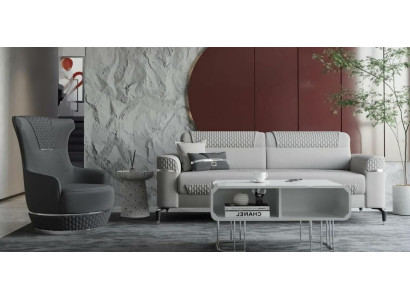 Sofagarnitur Dreisitzer Sessel Stoffsofa Couch Polstersofa Grau 2tlg