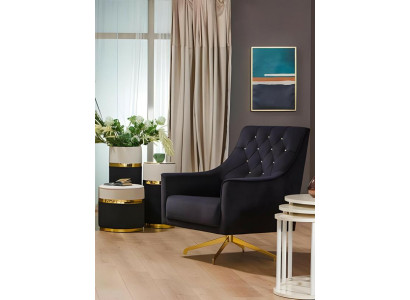 Sessel Ohrensessel Sitzer Schwarz Stoffsessel Polstersessel Einsitzer